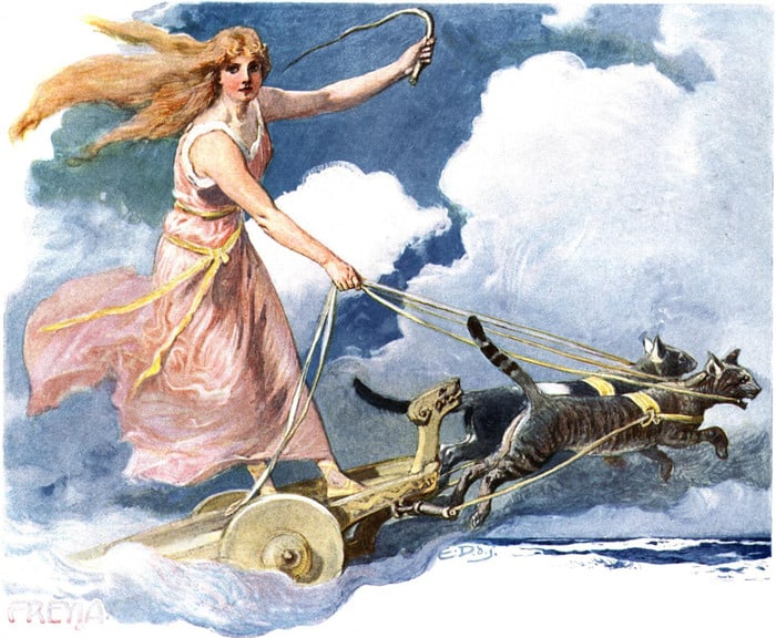Freyja with chariot of cats