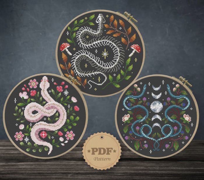 Halloween Cross Stitch Patterns - Snakes
