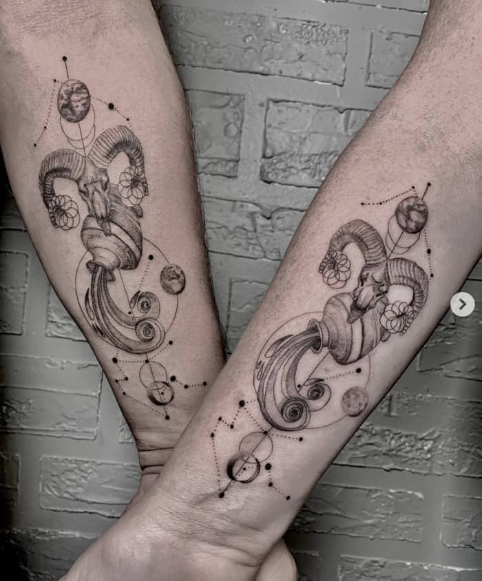 Aquarius Tattoos - aries and aquarius ink