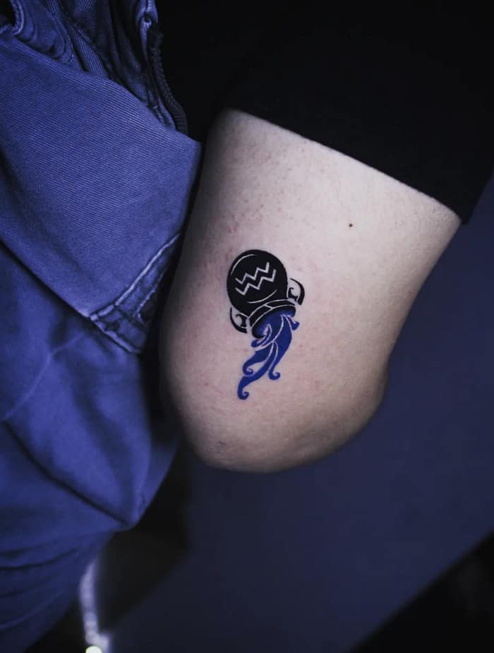 Tattoo uploaded by Xavier • Aquarius tattoo by Vytautas Vy. #VytautasVy  #blackwork #aquarius #greek #zodiac • Tattoodo