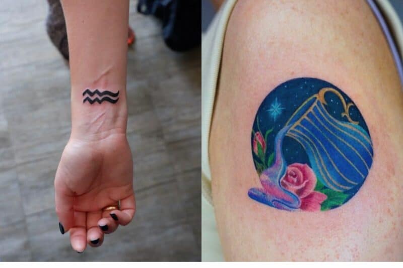 Cool Black Tribal Aquarius Symbol Tattoo Stencil