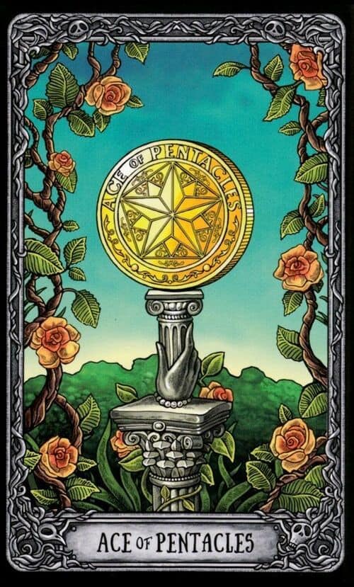 Ace of Pentacles Tarot Card Meanings - Dark Mansion Deck
