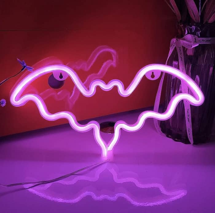 Best Halloween Decor 2023 - Neon Bat Sign