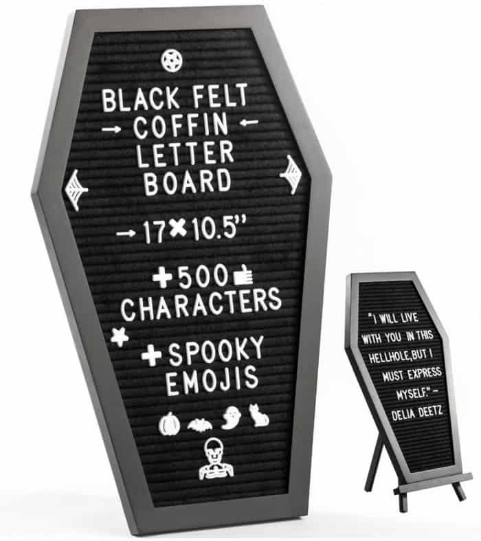 Best Halloween Decor 2023 - Black Coffin Letterboard