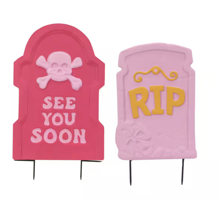 Hot Pink Tombstone Halloween Decor from Michaels
