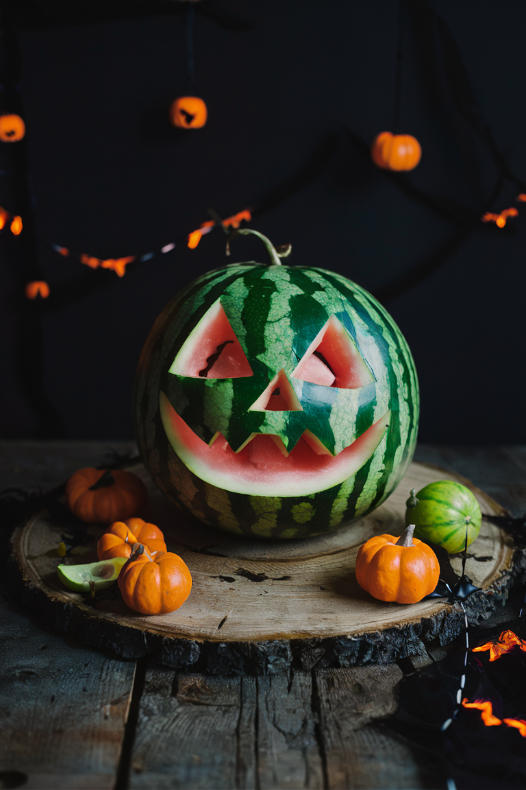 Carved Watermelon Jack o Lantern